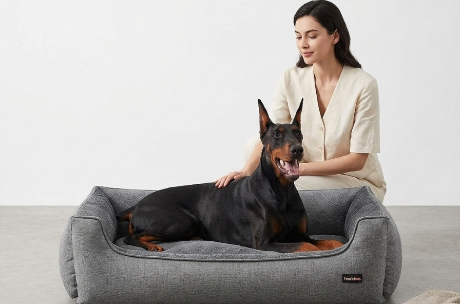 Premium Dog Sofa Bed — Linen-Look with Raised Edges | Washable Removable Cover | Non-Slip Base {{ varia Pawluxy Co. nt }}Pet Beds 11530906-2522-4F00-A31A-186C772BCC68