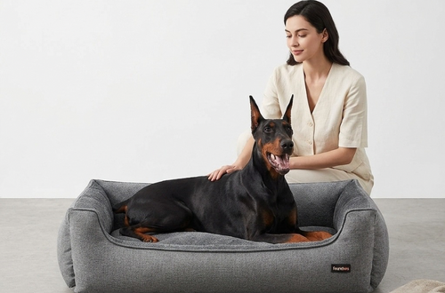 Premium Dog Sofa Bed — Linen-Look with Raised Edges | Washable Removable Cover | Non-Slip Base {{ varia Pawluxy Co. nt }}Pet Beds 11530906-2522-4F00-A31A-186C772BCC68