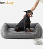 Premium Dog Sofa Bed — Linen-Look with Raised Edges | Washable Removable Cover | Non-Slip Base {{ varia Pawluxy Co. nt }}Pet Beds 73596389-67D4-49BA-B26A-F031A62132EE