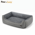 Premium Dog Sofa Bed — Linen-Look with Raised Edges | Washable Removable Cover | Non-Slip Base {{ varia Pawluxy Co. nt }}Pet Beds C4B813A1-D5D4-4937-B5F2-3559084A77EB