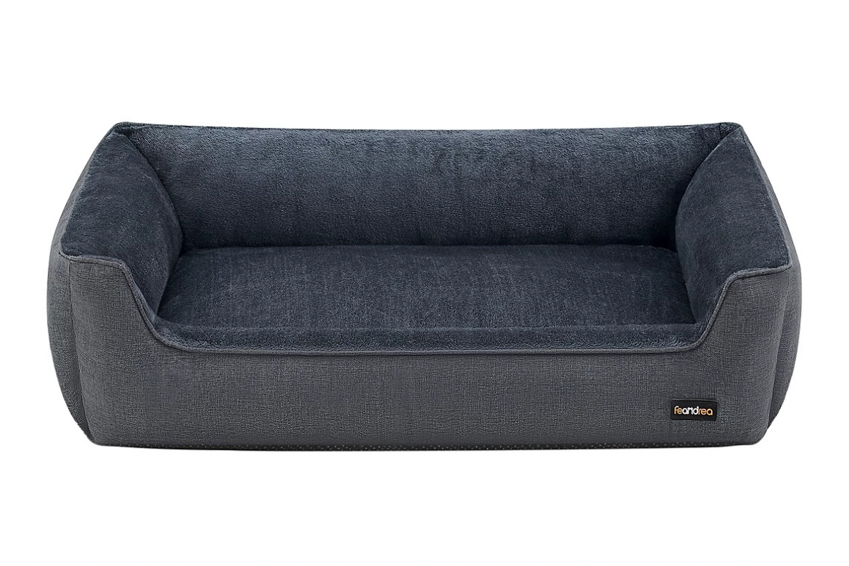 Premium Dog Sofa Bed — Linen-Look with Raised Edges | Washable Removable Cover | Non-Slip Base {{ varia Pawluxy Co. nt }}Pet Beds IMG-1674