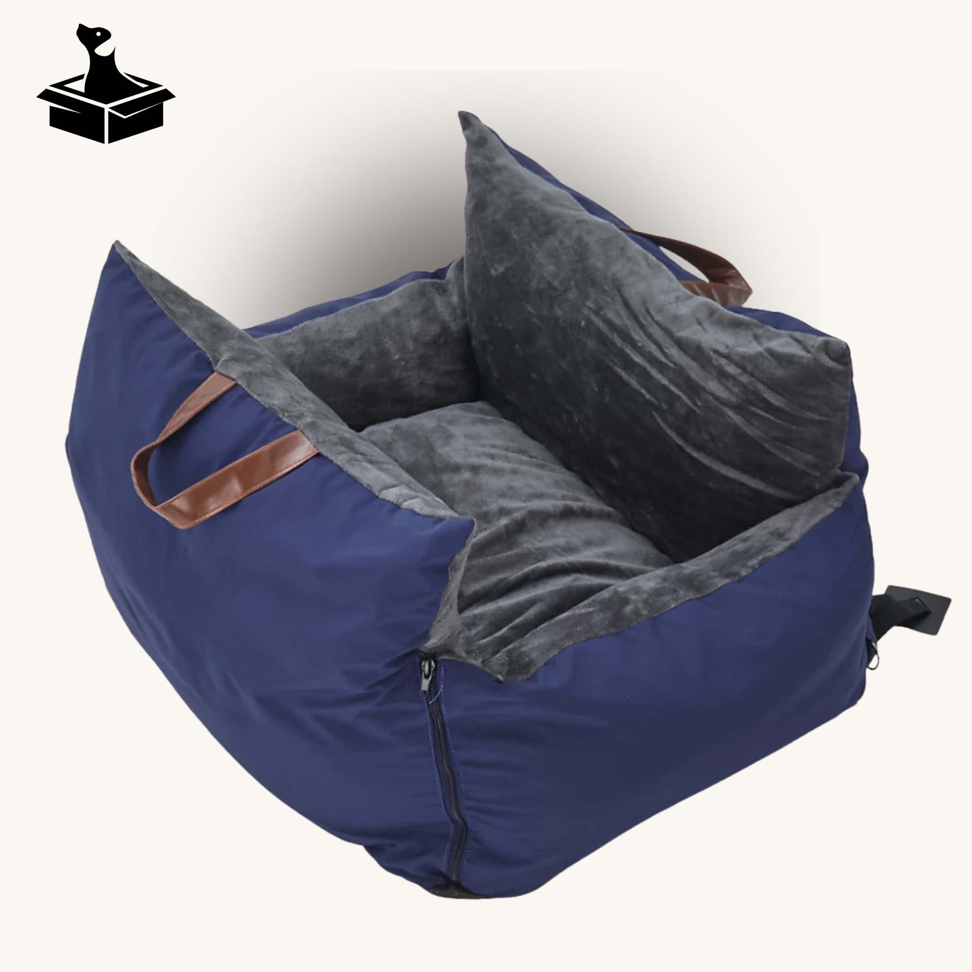 Navy Plush Pet Car Seat Bed – Safe Travel with Handle & Adjustable Strap (UK Highway Code Compliant) {{ varia Pawluxy Co. nt }}Dog Beds IMG-1773