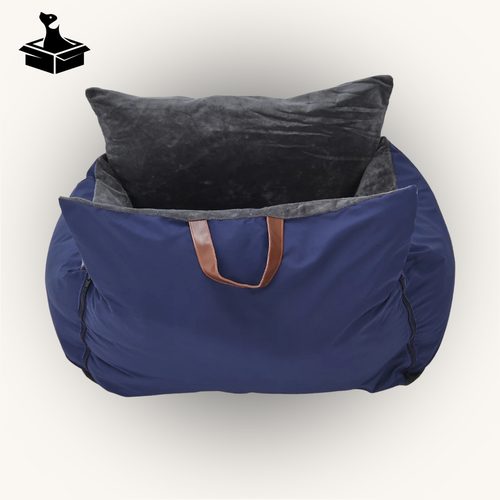 Navy Plush Pet Car Seat Bed – Safe Travel with Handle & Adjustable Strap (UK Highway Code Compliant) {{ varia Pawluxy Co. nt }}Dog Beds IMG-1774