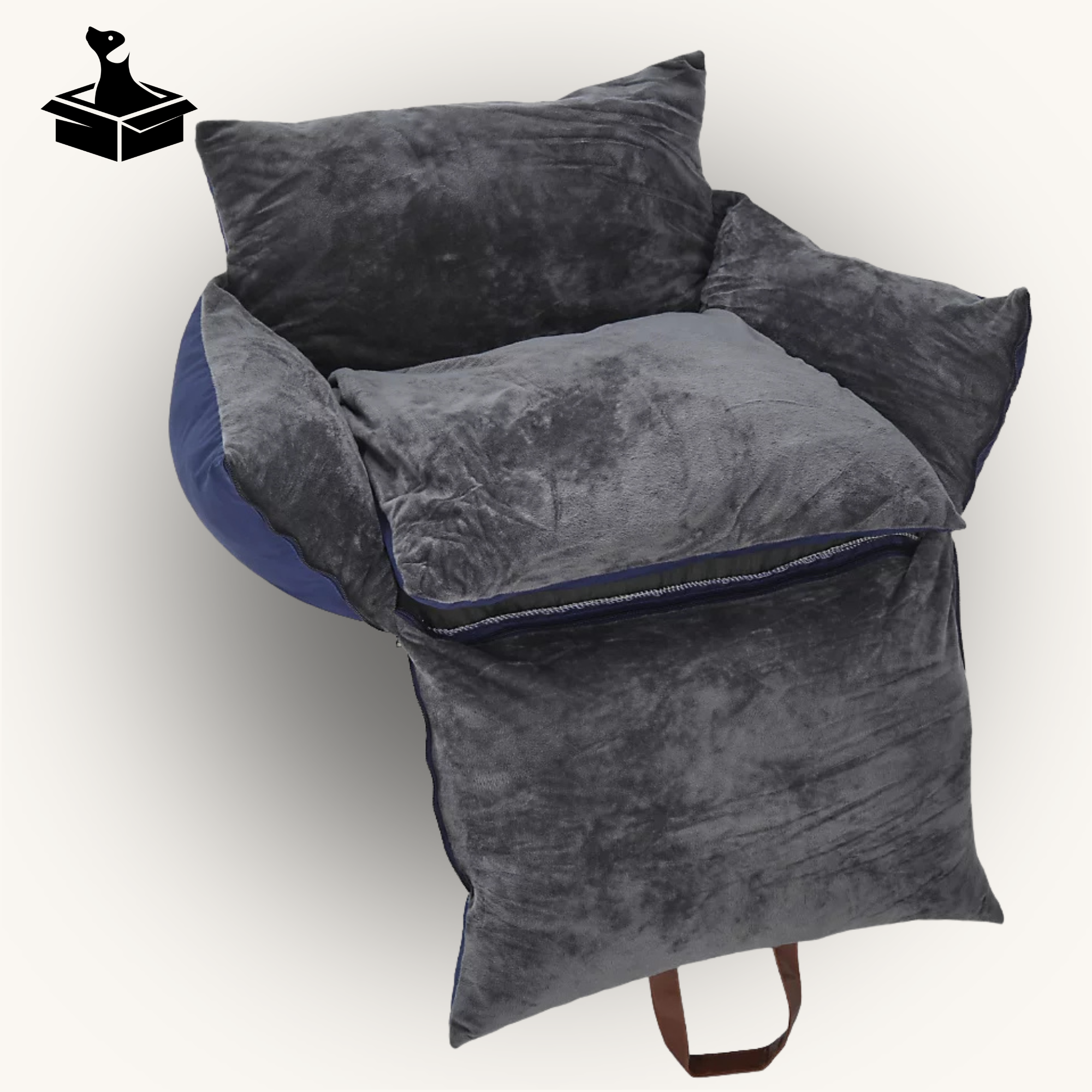 Navy Plush Pet Car Seat Bed – Safe Travel with Handle & Adjustable Strap (UK Highway Code Compliant) {{ varia Pawluxy Co. nt }}Dog Beds IMG-1775