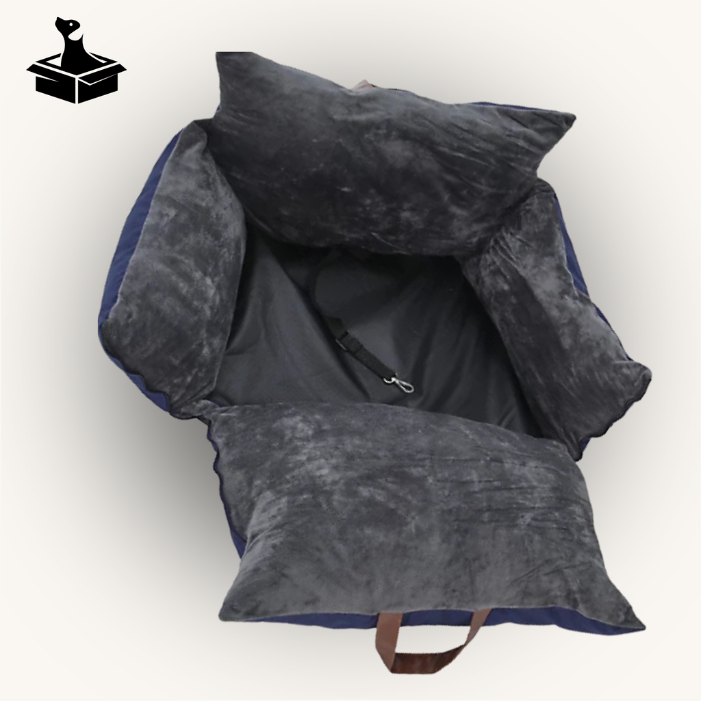 Navy Plush Pet Car Seat Bed – Safe Travel with Handle & Adjustable Strap (UK Highway Code Compliant) {{ varia Pawluxy Co. nt }}Dog Beds IMG-1776