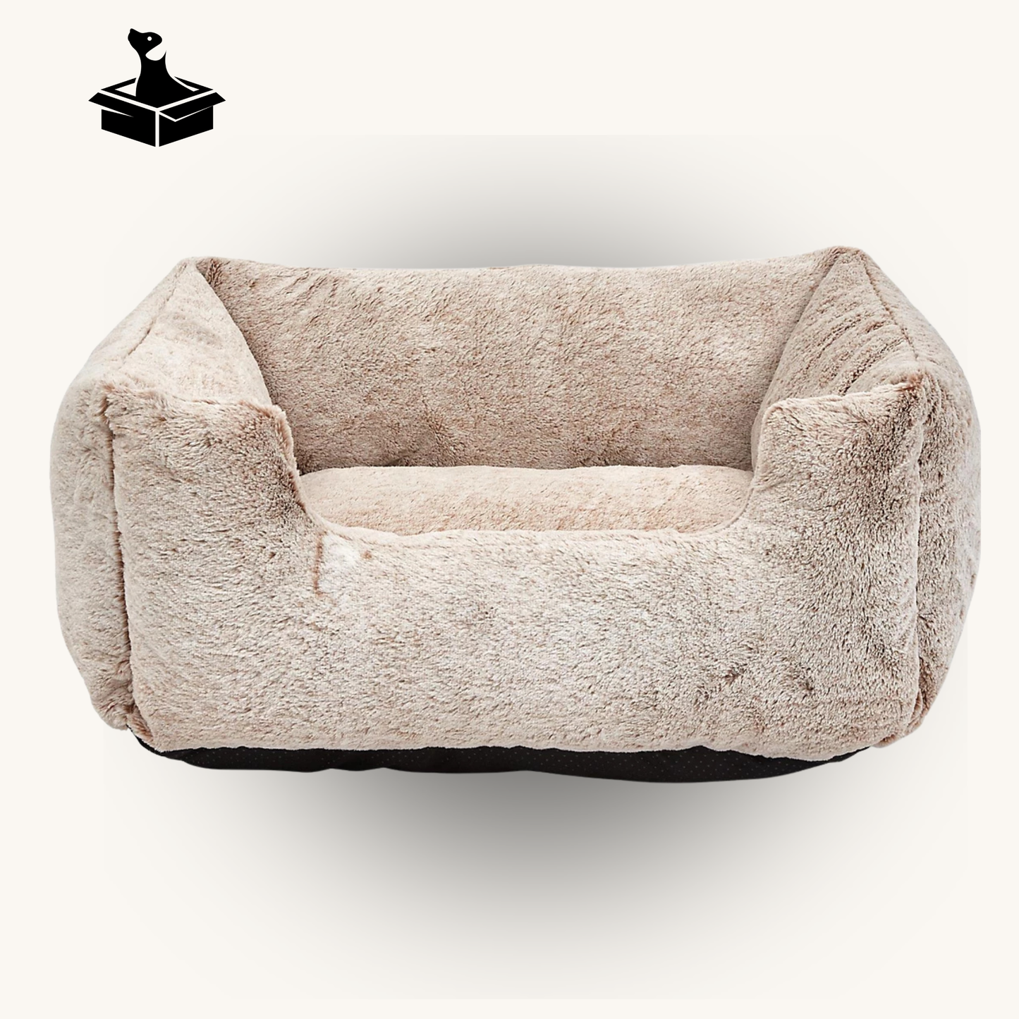 Arctic Cream Faux Fur Dog Bed – Fluffy Cushioned Walls, Non-Slip Base (Medium, 74x66cm)
