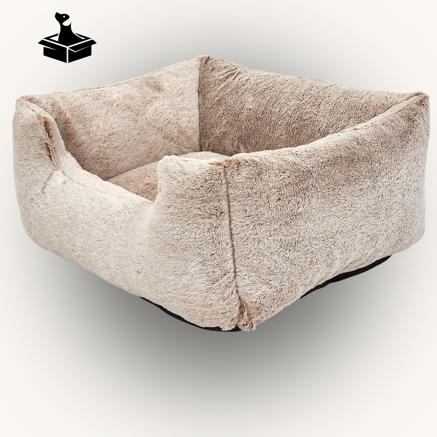 Arctic Cream Faux Fur Dog Bed – Fluffy Cushioned Walls, Non-Slip Base (Medium, 74x66cm)